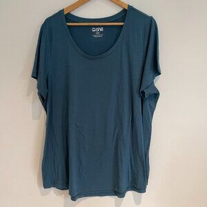 Warehouse One Woman Blue Stretch Short Sleeve Pullover T Shirt Size 3X